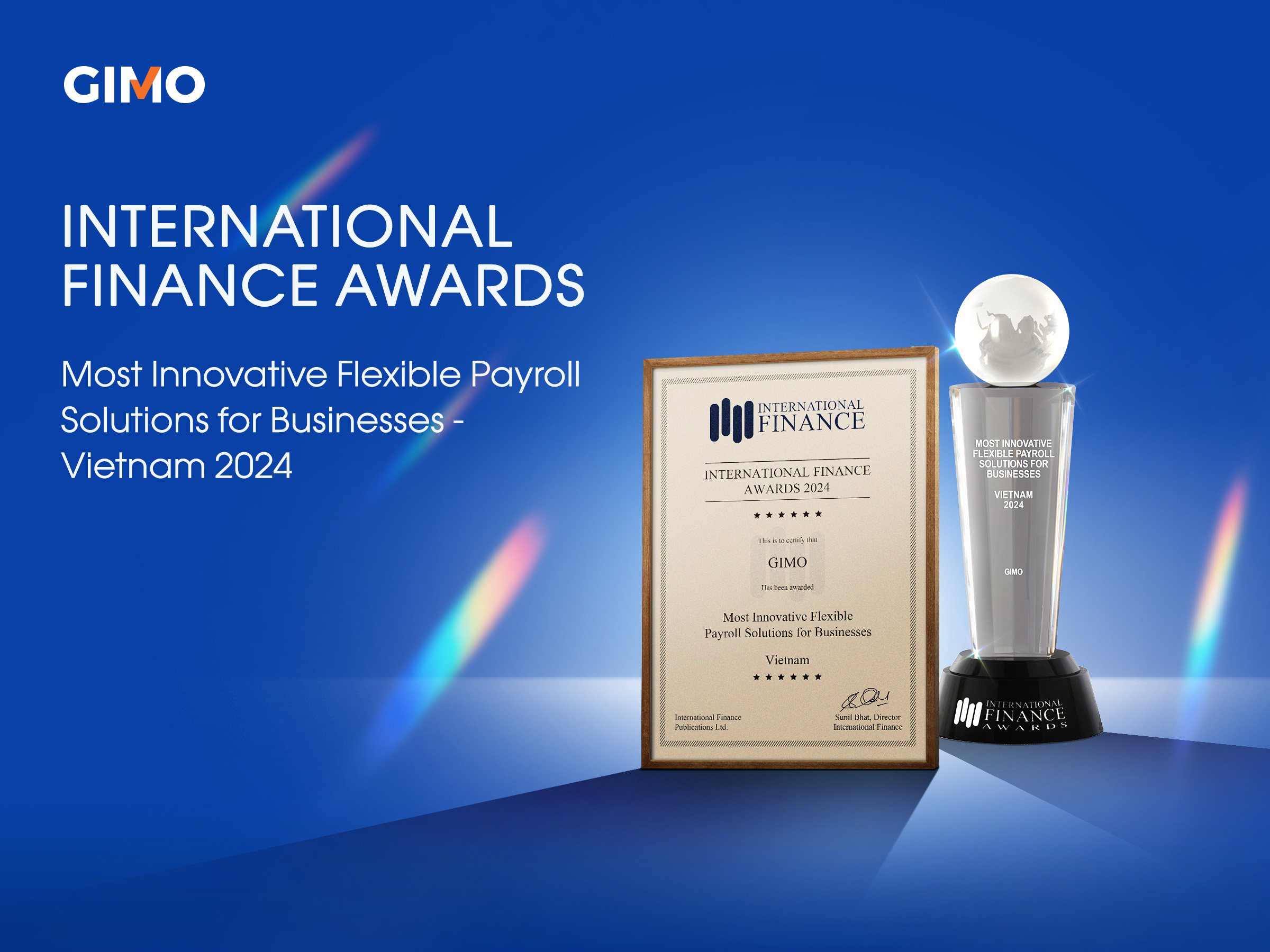 GIMO won the Most Innovative Flexible Payroll Solutions for Businesses award at the International Finance Awards 2024