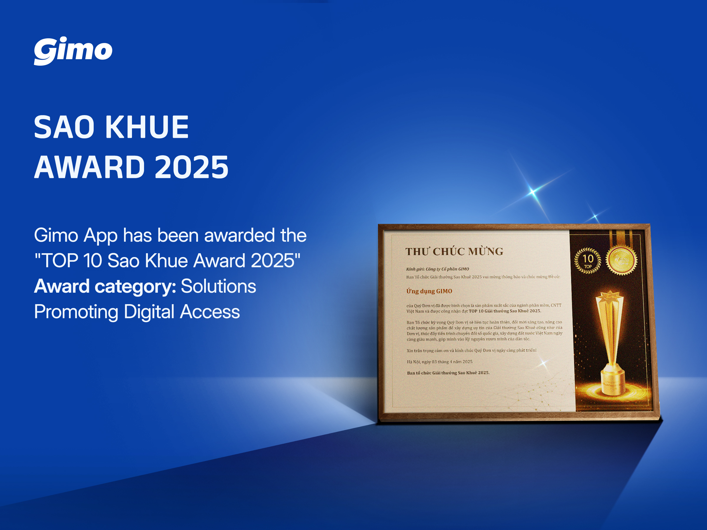 Gimo Named in Top 10 Sao Khue Awards 2025